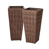 Patio Sense 62501 Alto Wicker All-Weather Planter Set with Liners Tall Plant Decor Box for Outdoo... | Amazon (US)