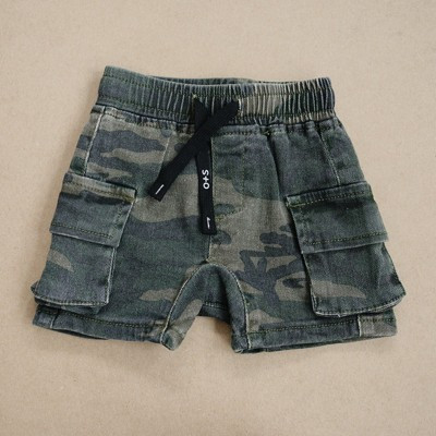 Kids Carson Soft Stretch Denim Cargo Shorts Camo 2T - Olive + Scout | Target