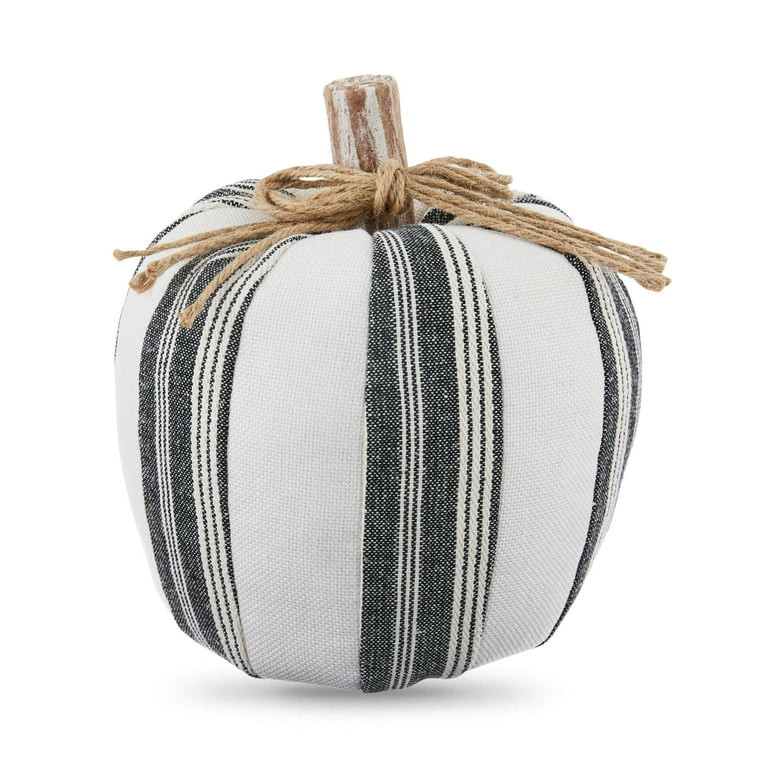 Harvest Black & White Stripe Fabric Pumpkin Decoration, 8.5 in, by Way To Celebrate | Walmart (US)