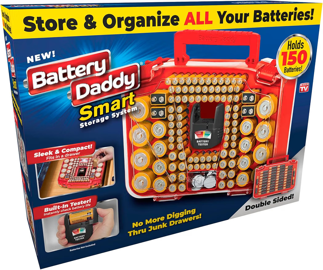 Ontel Battery Daddy Smart Organizer Storage Case & Tester, Holds 150 | Amazon (US)