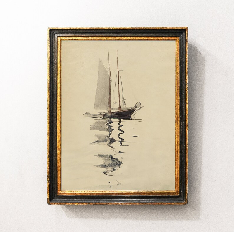 Schooner Painting Seascape Watercolor Sailboat Painting Sea - Etsy | Etsy (US)