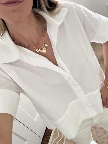 This white top has become one of my favorite pieces! Runs boxy/wide, so size down. Wearing xs here

Charm necklace was my Mother’s Day gift last year and such a social piece. I love that you can build online! 

#LTKworkwear #LTKstyletip #LTKSeasonal