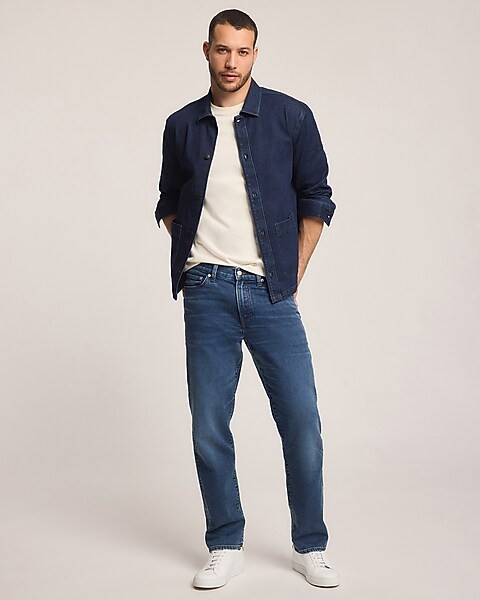Slim Straight Medium Wash Flex Fleece Jeans | Express
