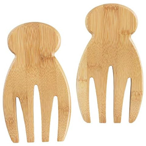 Amazon.com | JB Home Collection 4564, Natural Bamboo Salad Hands for Salad Mixing and Serving, Ba... | Amazon (US)
