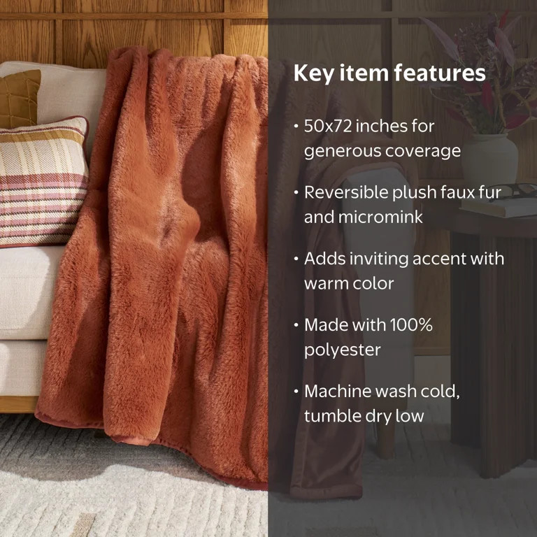 Better Homes & Gardens Gingerbread Cookie Faux Fur Oversized Throw, 50 in x 72 in | Walmart (US)