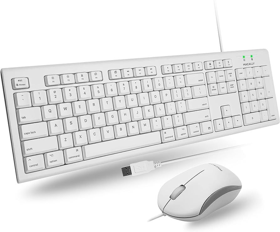 Macally Full Size USB Wired Mac Keyboard and Mouse Combo - Compatible Ergonomic Apple Keyboard an... | Amazon (US)