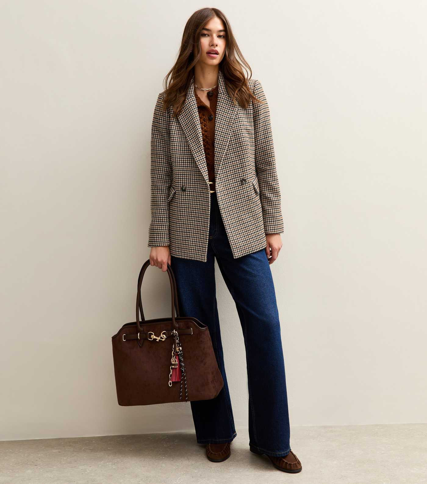 Brown Brushed Texture Checked Blazer | New Look | New Look (UK)