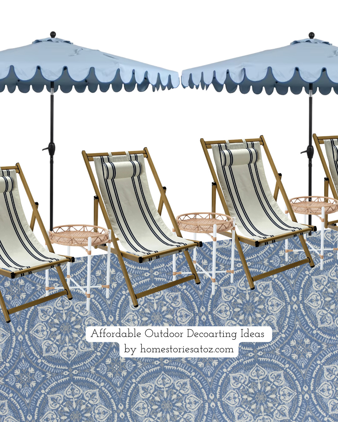 Ready to refresh your patio or poolside furniture on a budget? These affordable Walmart outdoor furniture finds are perfect for creating a stylish summer escape without breaking the bank! 

These striped slingback deck chairs, scalloped edge patio umbrellas, woven accent side tables, and blue outdoor rug look amazing.

Shop this chic and coastal outdoor look now before it sells out!
#LTKoutdoor #WalmartFinds #BudgetPatioMakeover #PatioFurniture #OutdoorDecor #DeckStyle #PatioGoals  

 #LTKSeasonal #LTKHome