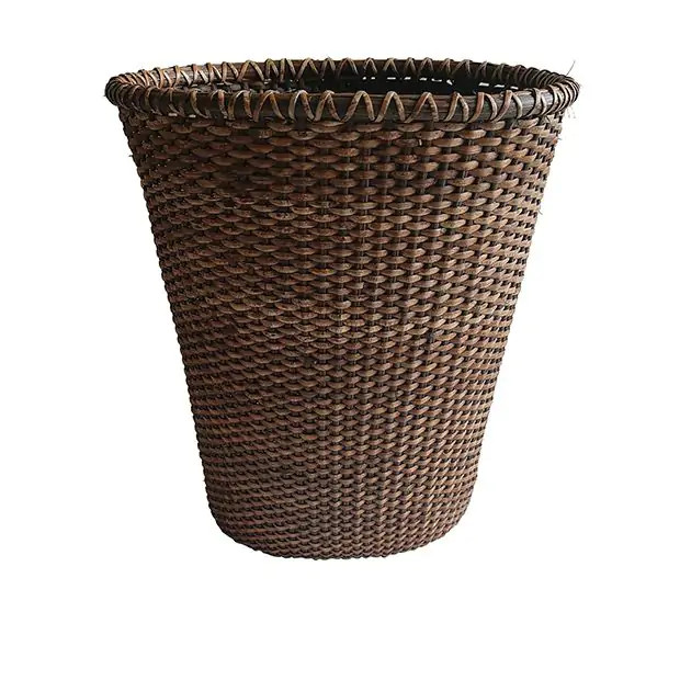 Round Rattan Waste Basket | Antique Farm House