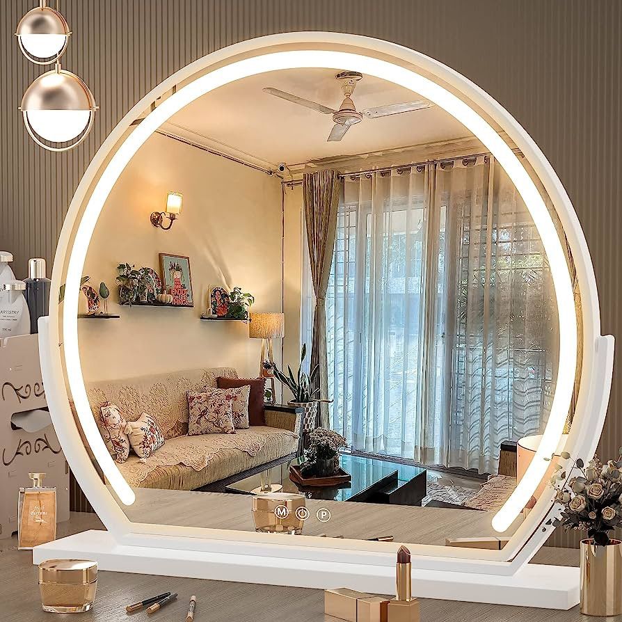 Hasipu Vanity Mirror with Lights, 24" x 22" LED Makeup Mirror, Lighted Makeup Mirror with Lights,... | Amazon (US)
