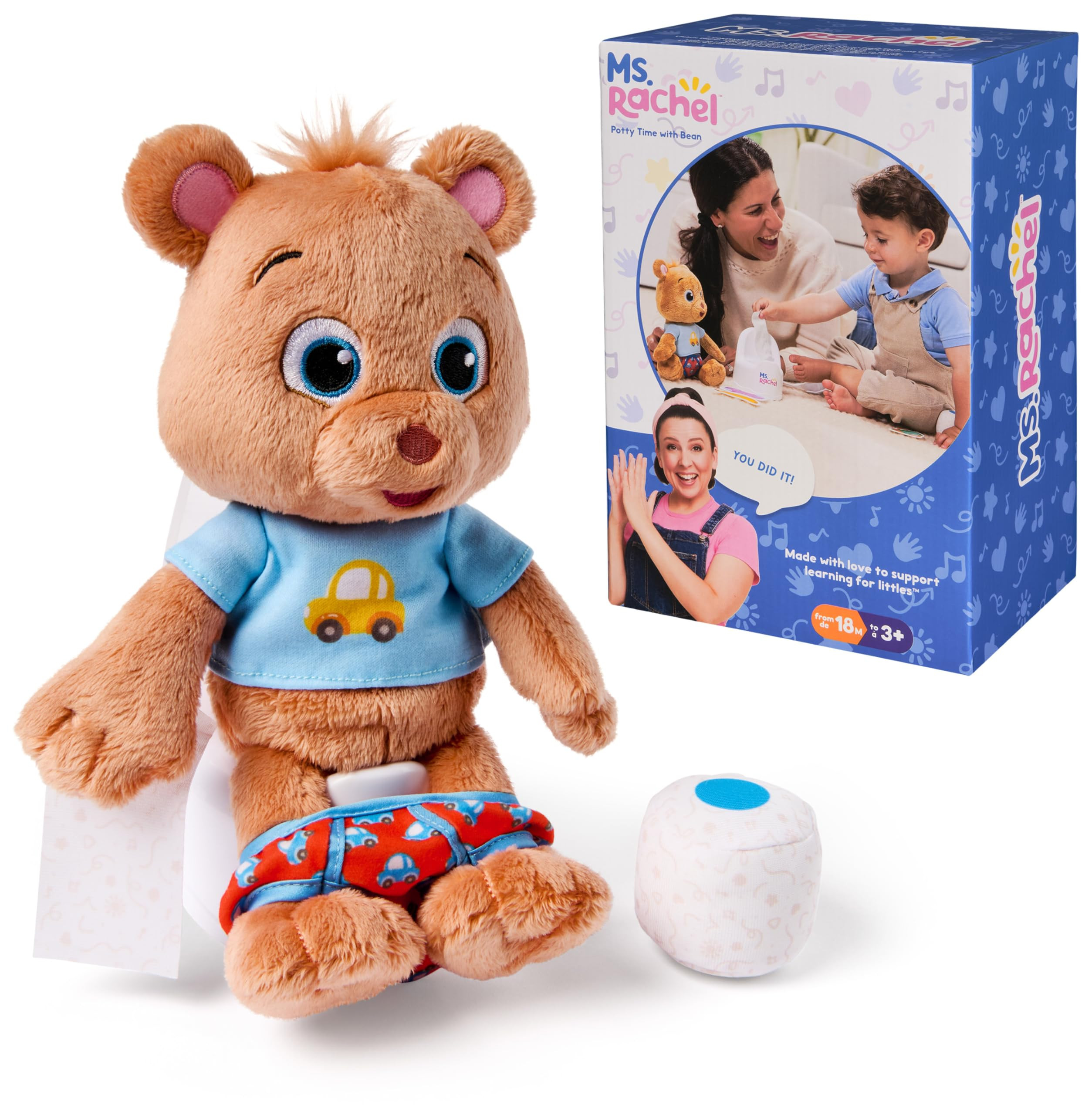 Ms. Rachel Potty Time with Bean, 11” Plush Teddy Bear with Play Toilet & Accessories, Toddler T... | Amazon (US)