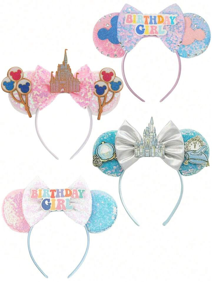 Disney 1Pc Cute Cartoon Castle Minnie Mouse Ears, Sequin Mouse Ears Bow Headband For Women Men Pr... | SHEIN