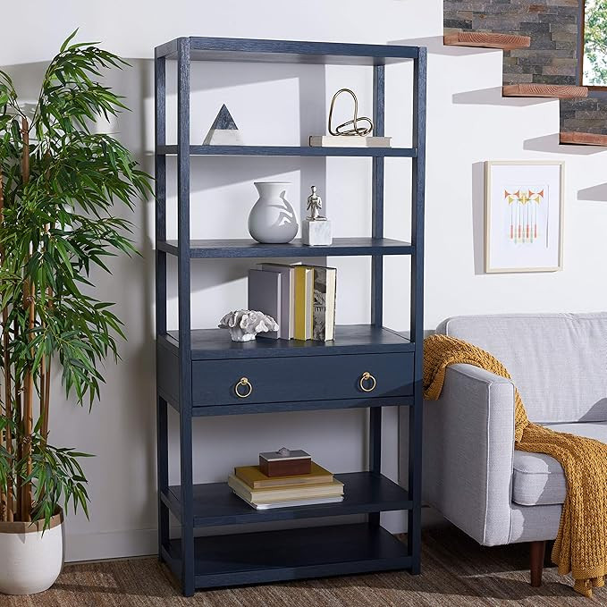 Safavieh Home Collection Johni Navy and Gold 5-Shelf Storage Etagere | Amazon (US)
