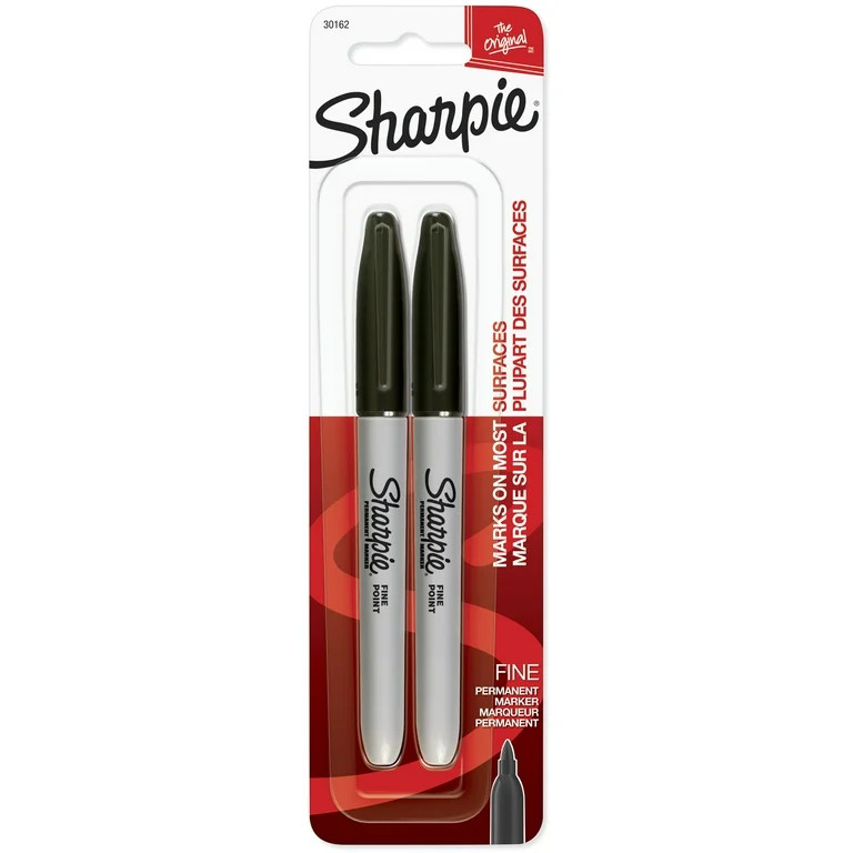 Sharpie Permanent Markers, Fine Point, Black, 2 Count | Walmart (US)