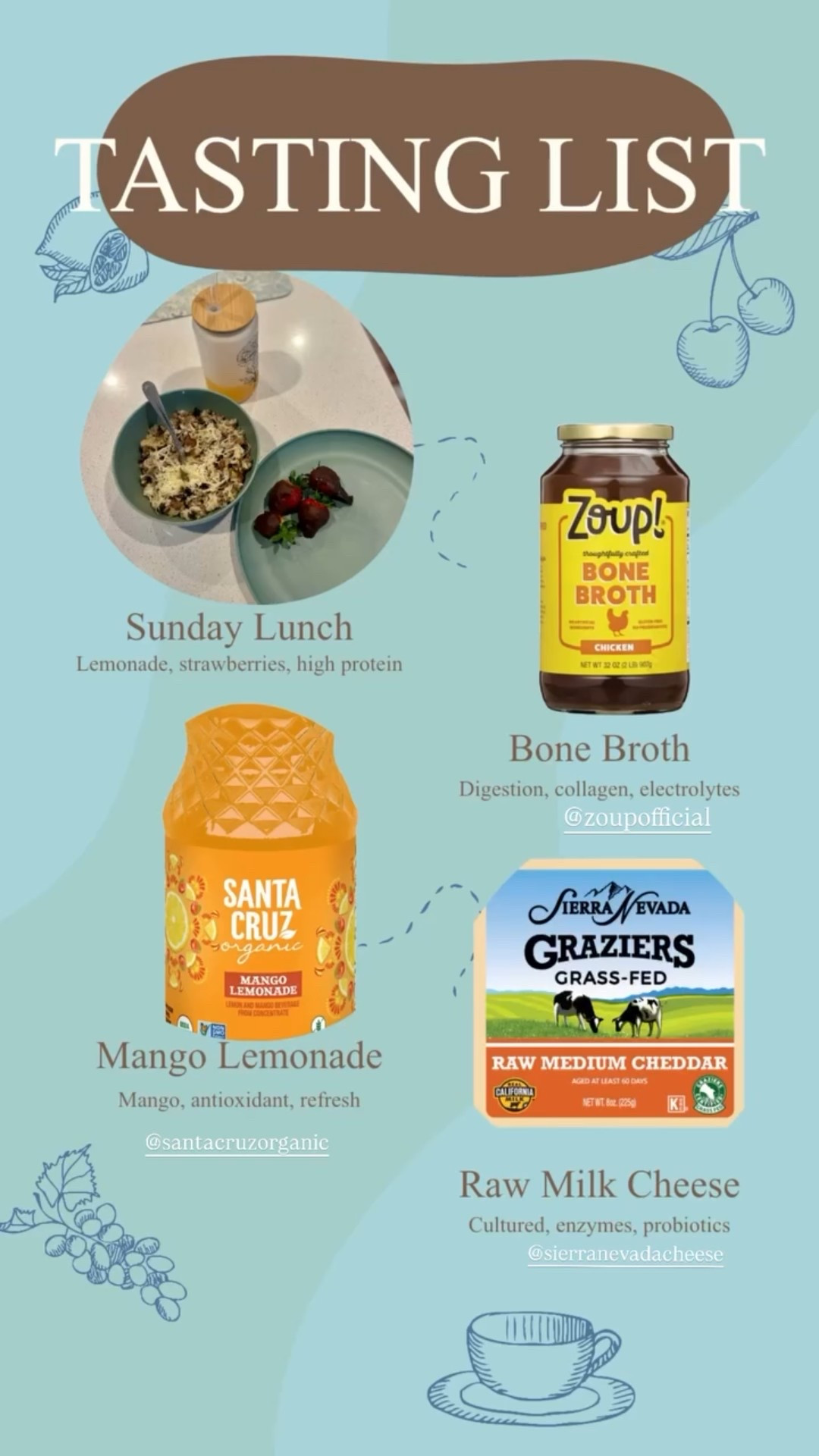 Healthy grocery finds for clean eating families:

• Grass-fed raw milk cheese
• Organic mango lemonade drink
• Zoup chicken bone broth (keto-friendly, high protein broth)

If you’re searching for:
healthy grocery swaps
clean ingredient foods
non-toxic pantry staples
better store-bought options

These are our favorites.

Links are here.

@santacruzorganic  @zoupofficial  @sierranevadacheese

#LTKfitnessgoals #LTKfoodie #LTKdayinmylife