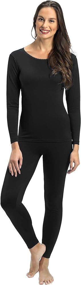 Thermal Underwear for Women Lightweight Cotton Knit Thermals Women's Base Layer Long John Set | Amazon (US)