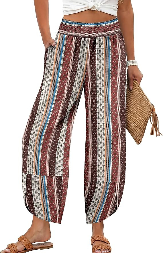 Lepunuo Womens Baggy Wide Leg Pants Summer High Waisted Palazzo Pants Beach Vacation 2026 Casual ... | Amazon (US)