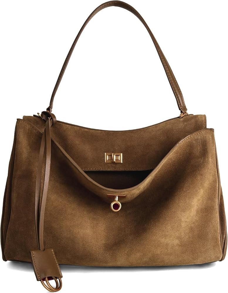 hedexe Genuine Leather Tote Bag for Women: Soft Cowhide Shoulder Handbags for Ladies - Satchel Pu... | Amazon (US)