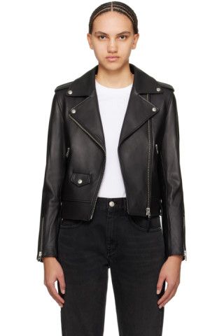 Black Baya Leather Biker Jacket | SSENSE