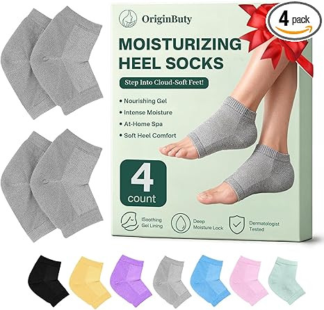 4 Socks Moisturizing Socks for Women, Silicone Socks & Gel Socks, Heel Socks for Dry Cracked Feet... | Amazon (US)