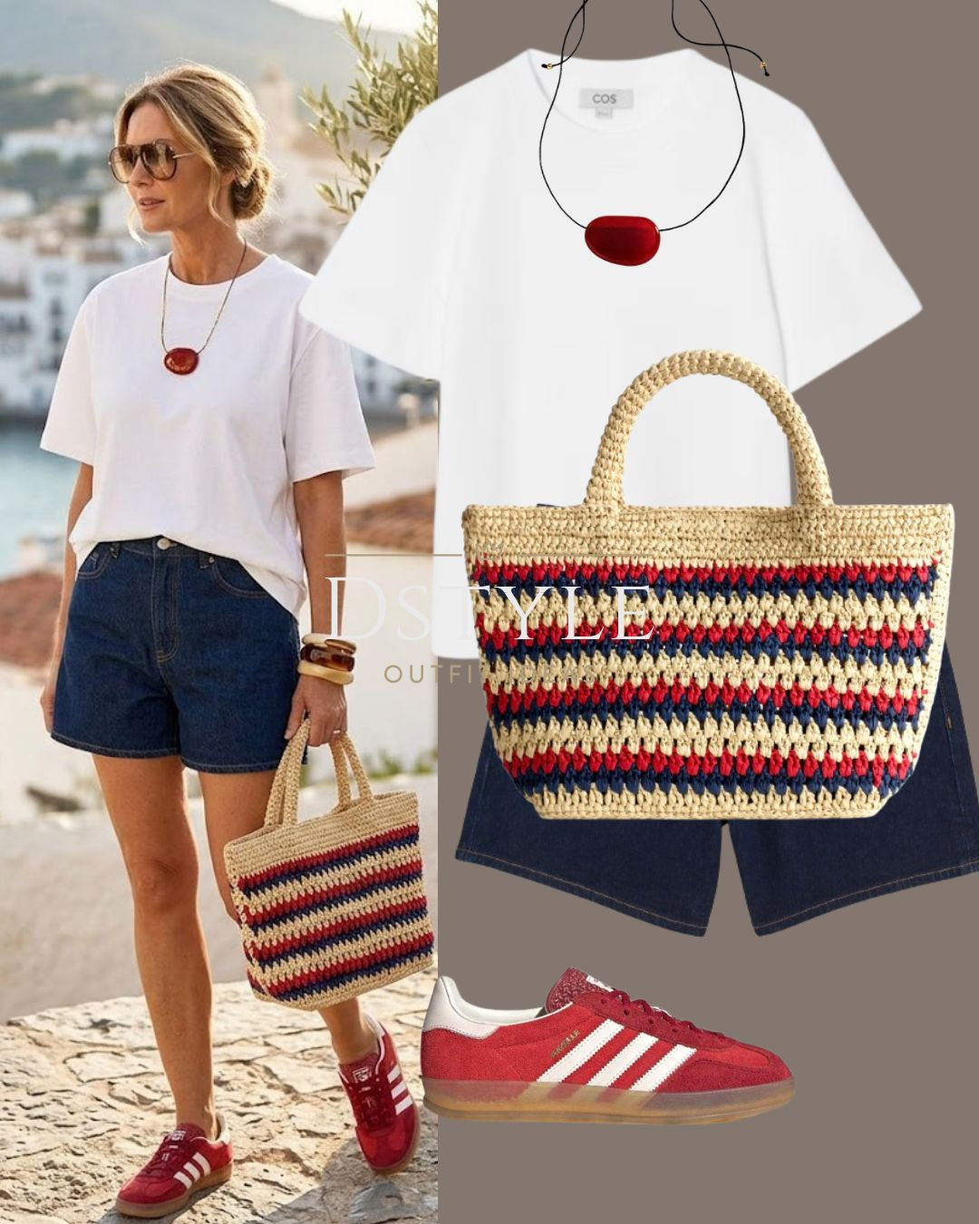 Adding the perfect pop of red with these classic Adidas Gazelle sneakers ❤️ Transforming a simple white tee and denim shorts base by pairing the viral red suede kicks with a striped crochet tote bag. An effortless summer outfit formula you’ll wear on repeat.

#LTKootd