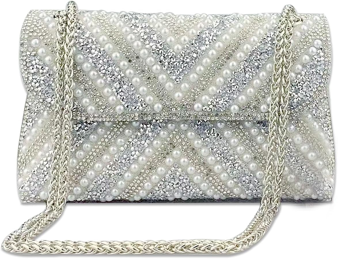 Rhinestone Clutch Purse, Sparkly Evening Bag with Chain for Women | Amazon (US)