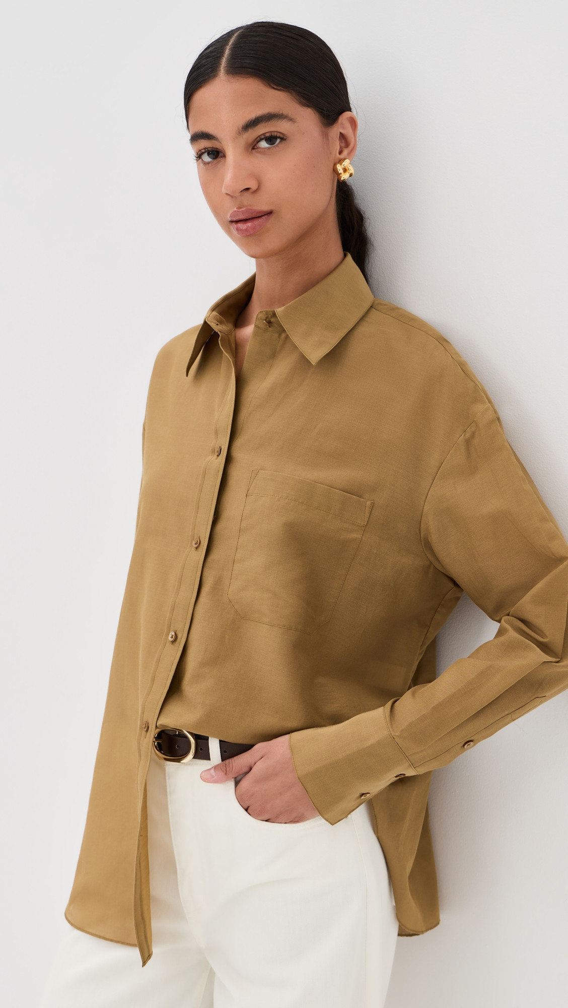 TWP Big Joe Button Down Shirt British Khaki P | Shopbop