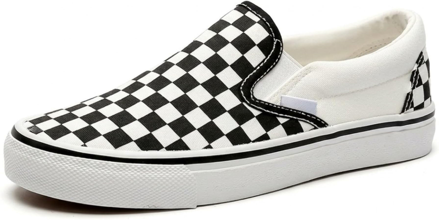 Women's Checkered Slip On Canvas Shoes Black and White Checkerboard Sneakers Comfort Casual Walki... | Amazon (US)