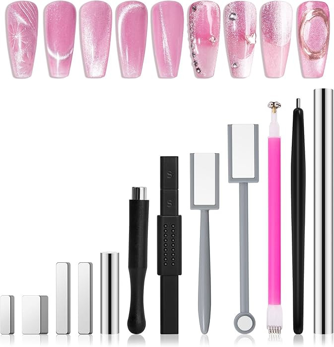 MelodySusie Nail Magnet Set 12PCS, Cat Eye Gel Nail Polish Magnets, Square Round Double Ended Mag... | Amazon (US)