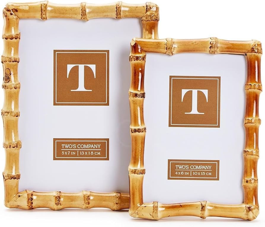 Two's Company Set of 2 Blonde Natural Bamboo Finish Photo Frame, Includes 2 Sizes, 4x6 and 5x7 In... | Amazon (US)