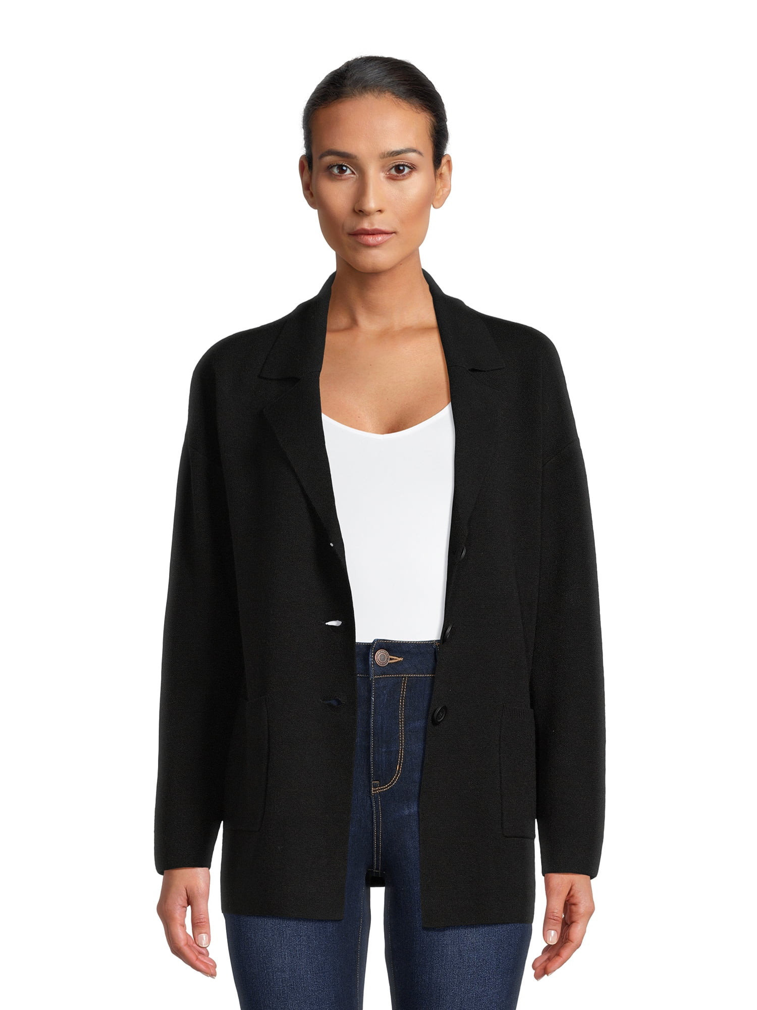 Time and Tru Women's Midweight Sweater Blazer | Walmart (US)