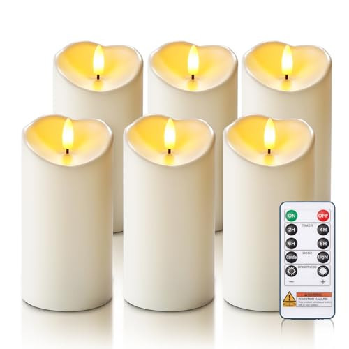 Homemory Waterproof Candles Outdoor, 6 Pack 3"x6" Flameless LED Pillar Candles with Remote & Timer, Battery Operated Flickering Candles for Patio, Garden, Lantern, Outdoor Decor | Amazon (US)