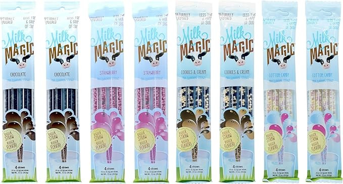 Milk Magic Magic Milk Flavoring Straws (32 Milk Straws) Flavors Include 2 Cookies and Cream, 2 Ch... | Amazon (US)
