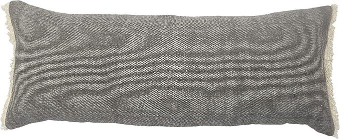 LR Home Charcoal Gray Solid Fringed Throw Pillow, 14 in x 36 | Amazon (US)