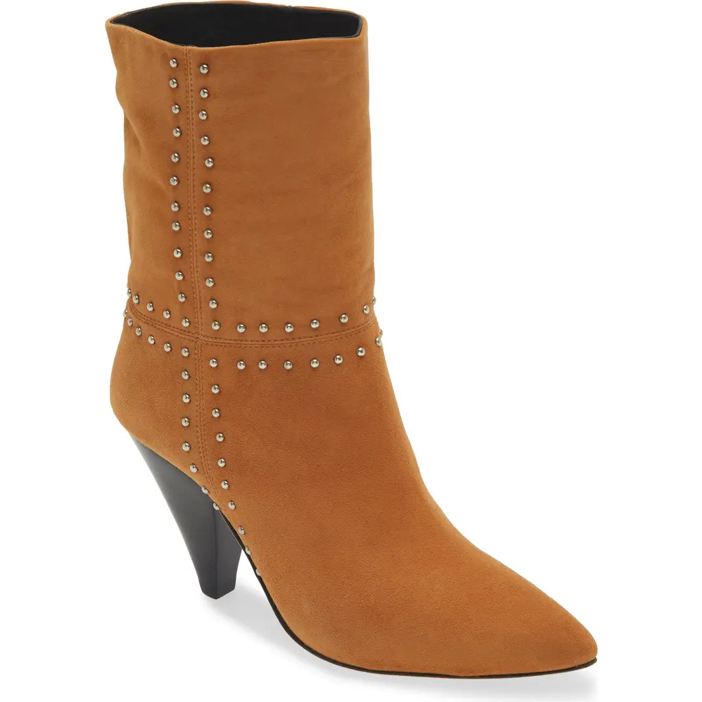 Avec Les Filles Ada Studded Pointed Toe Genuine Suede Bootie in Tan at Nordstrom, Size 6 | Nordstrom