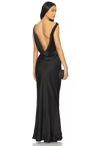 Norma Kamali Sleeveless Low Back Drape Gown in Black from Revolve.com | Revolve Clothing (Global)