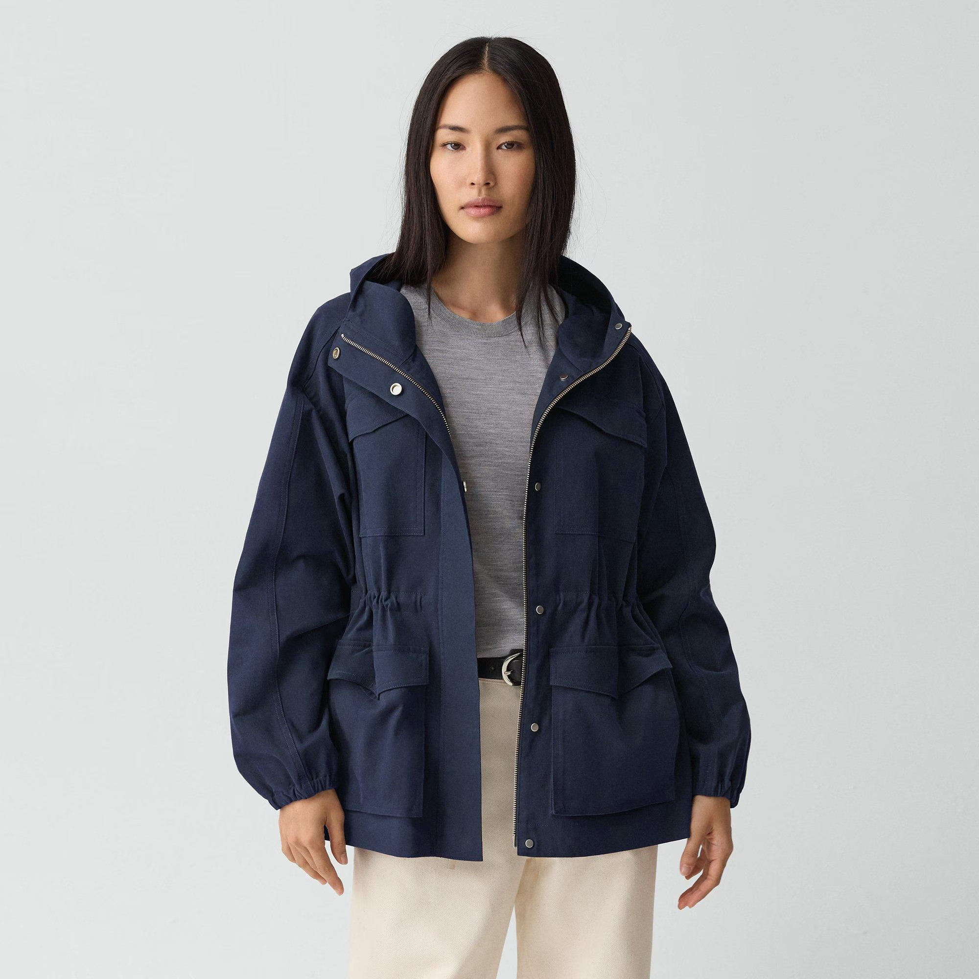 Cinched Windbreaker Jacket in Brushed Chino | Theory