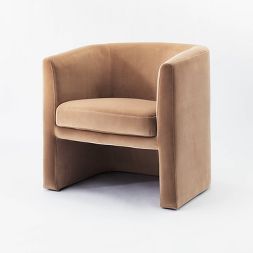 Vernon Upholstered Barrel Accent Chair Light Brown Velvet - Threshold&#8482; designed with Studio... | Target