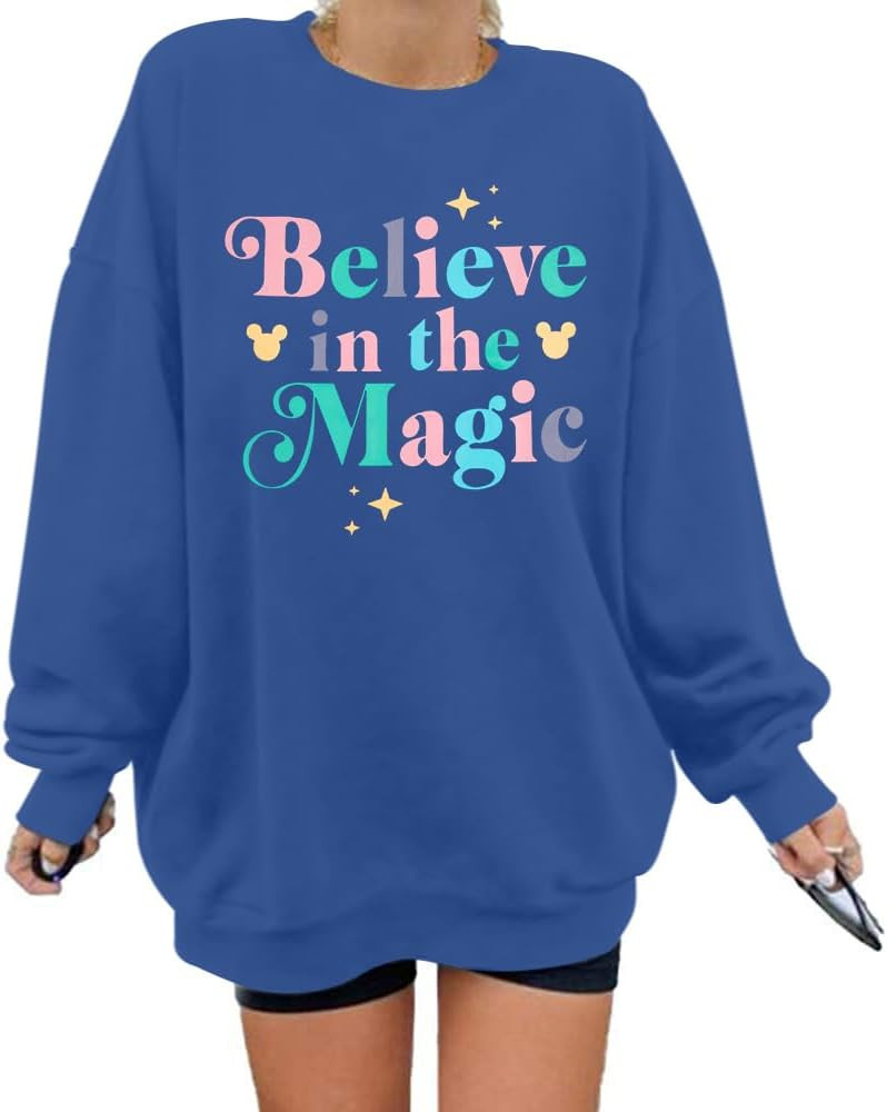 BANGELY Magical Sweatshirt Women Magic Kingdom Shirt Funny Believe in Magic Graphic Pullover Fami... | Amazon (US)