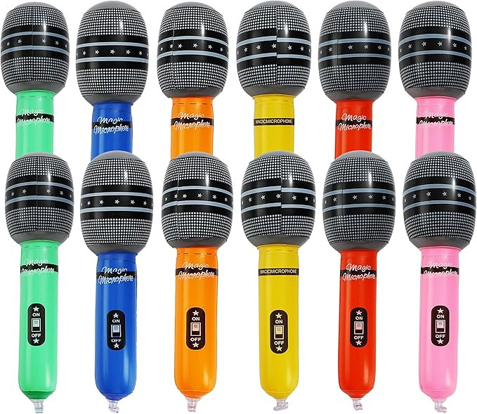 12 Pack Inflatable Microphone Party Favors, 9.8" Photo Booth Props | Amazon (US)