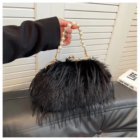 Women Clutch Purses,Fluffy Feather Evening Handbags for Wedding Party Banquet Prom Shoulder Crossbody Bag | Walmart (US)
