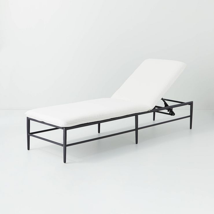 Cushioned Metal Outdoor Chaise Lounge - Cream/Black - Hearth & Hand™ with Magnolia | Target