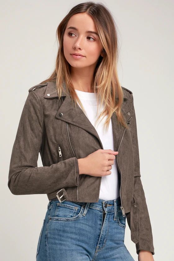 Ride With Me Dark Grey Vegan Suede Moto Jacket | Lulus (US)