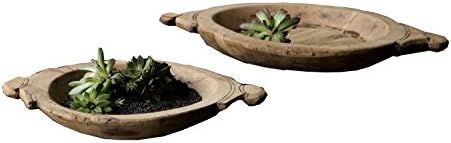 Creative Co-Op Set of 2 Hand Carved Wood Bowls | Amazon (US)