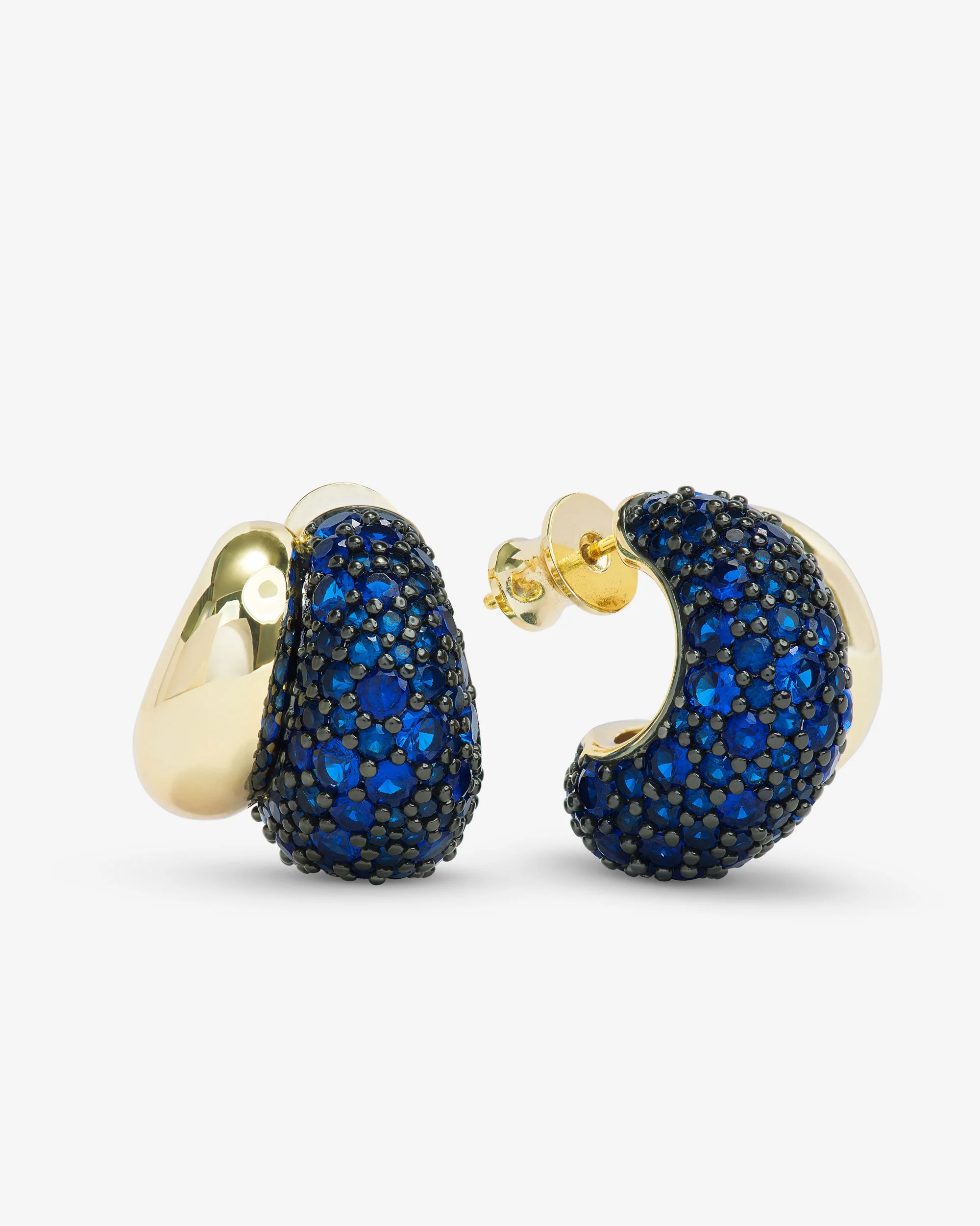 Norah Pavé Double Hoop - Gold|Blue Sapphire | Melinda Maria Jewelry