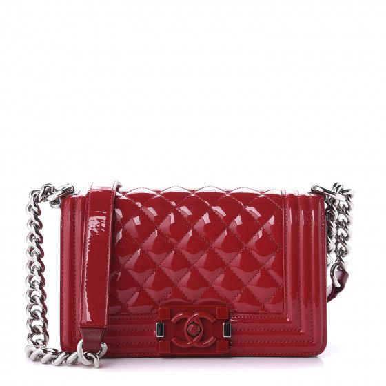 CHANEL Patent Calfskin Quilted Small Plexiglass Boy Flap Red | Fashionphile
