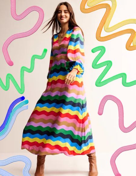 The perfect summer wedding guest dress rainbow stripe mid size colourful fun playful party dress outfits outfit dresses inspiration 

#LTKSeasonal #LTKwedding #LTKstyletip