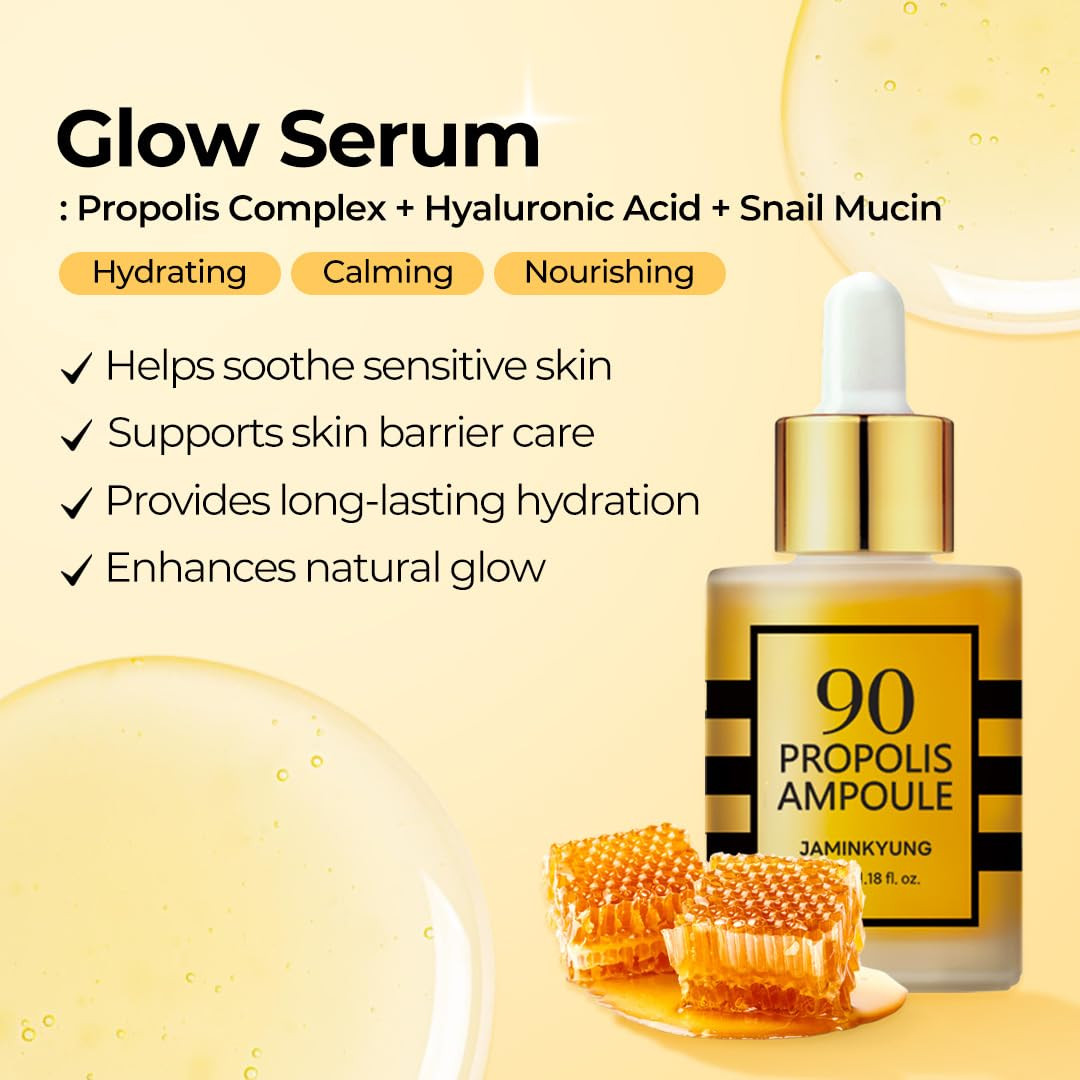 Propolis Ampoule, Glow Boosting Serum for Face with 90% Propolis Extract & Snail Mucin, 8-Layer H... | Amazon (US)