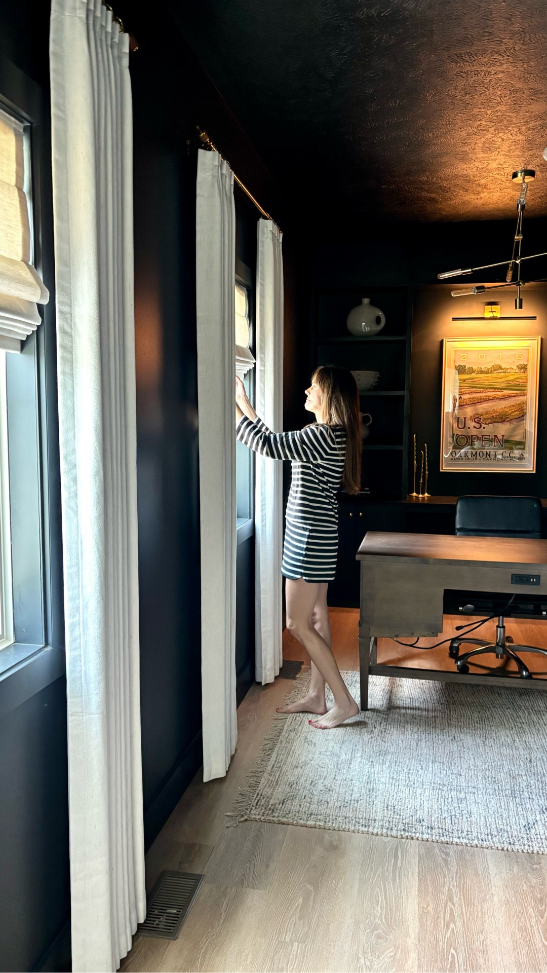 These east facing windows and dark walls made my husband look washed out in Zoom meetings.  The  shades we installed were perfect to help balance the light coming in.  We used @shadeitusa and love the shades!  They were easy to install and fit perfectly.  Comment SHOP if you’d like the link to the shades and office.

Shade: Rio Flax Plain Pleat
Color: Flax
Light filtering
Cordless

Thank you ShadeIt for these beauties!

#diy #romanshades #officedesign #homeofficedecor #studiomcgee #potterybarn #linencurtains #homedecorating

#LTKHome