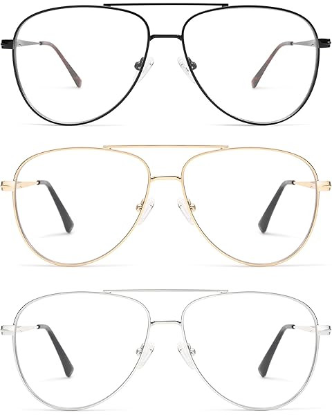 Aviator Reading Glasses for men and Women Blue Light Blocking Lens Spring Temple | Amazon (US)